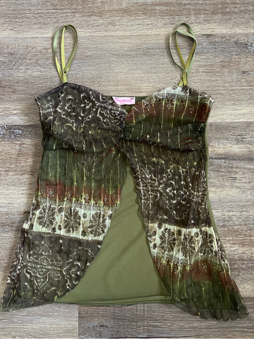 Green boho tank top